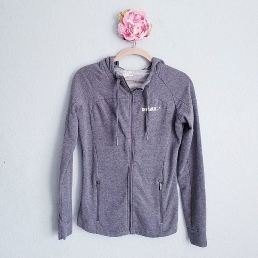 Gymshark Gray Fit Full Zip Athletic Hooded Jacket - Picture 2 of 6